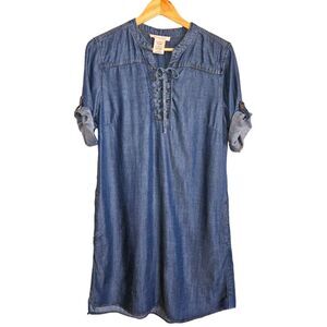 Philosophy Denim Chambray Lace-up Dress Size L